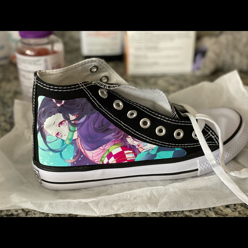 Demon Slayer  Theme Canvas Shoes, Tanjirou & Nezuko Design, US Size 7.5